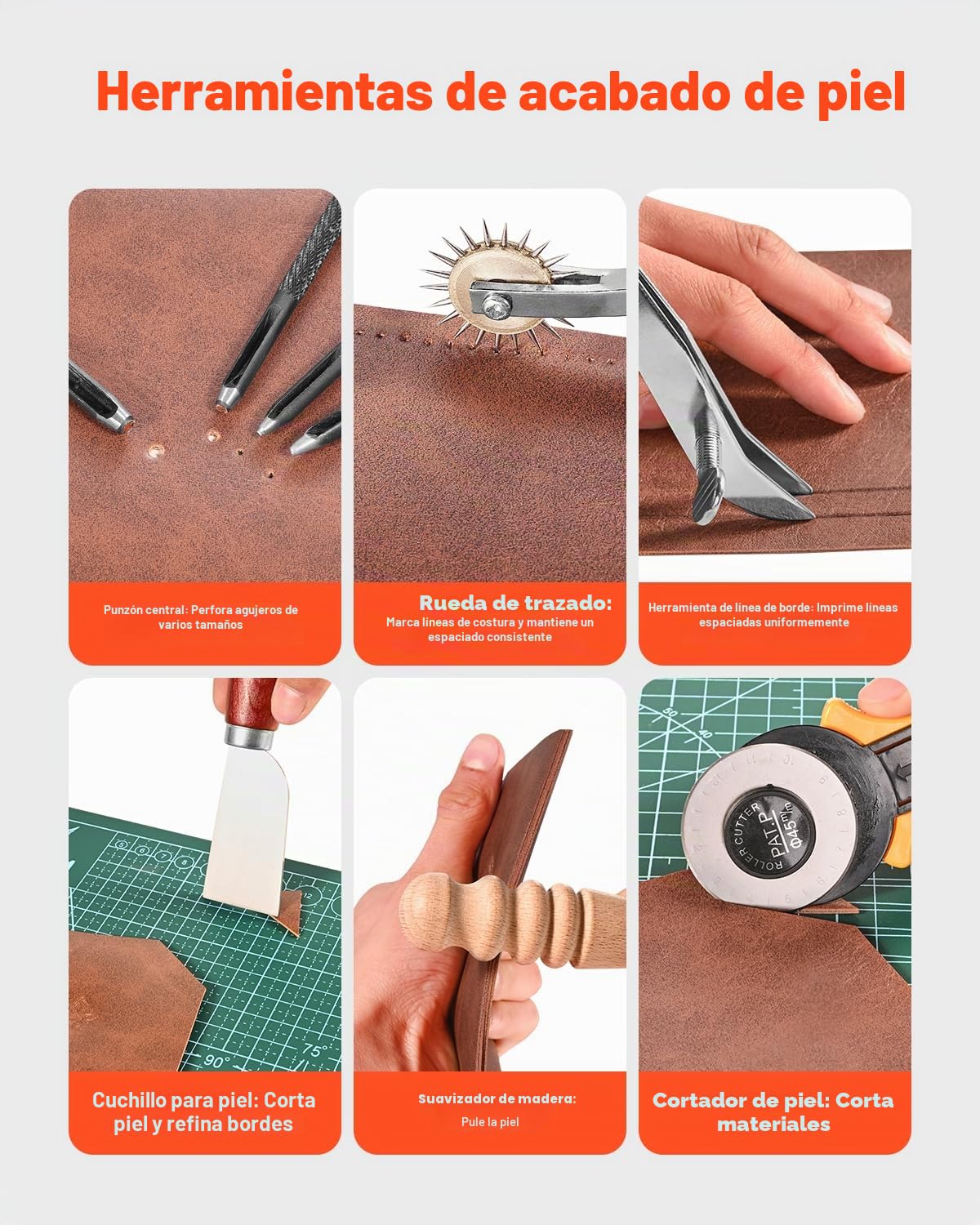 VEVOR 61 Piezas Kit de Herramientas para Trabajar el Cuero con Bolsa de Lona Portátil, Herramientas de Corte para Estampación, Costura y Grabado, para Principiantes, Entusiastas del Bricolaje