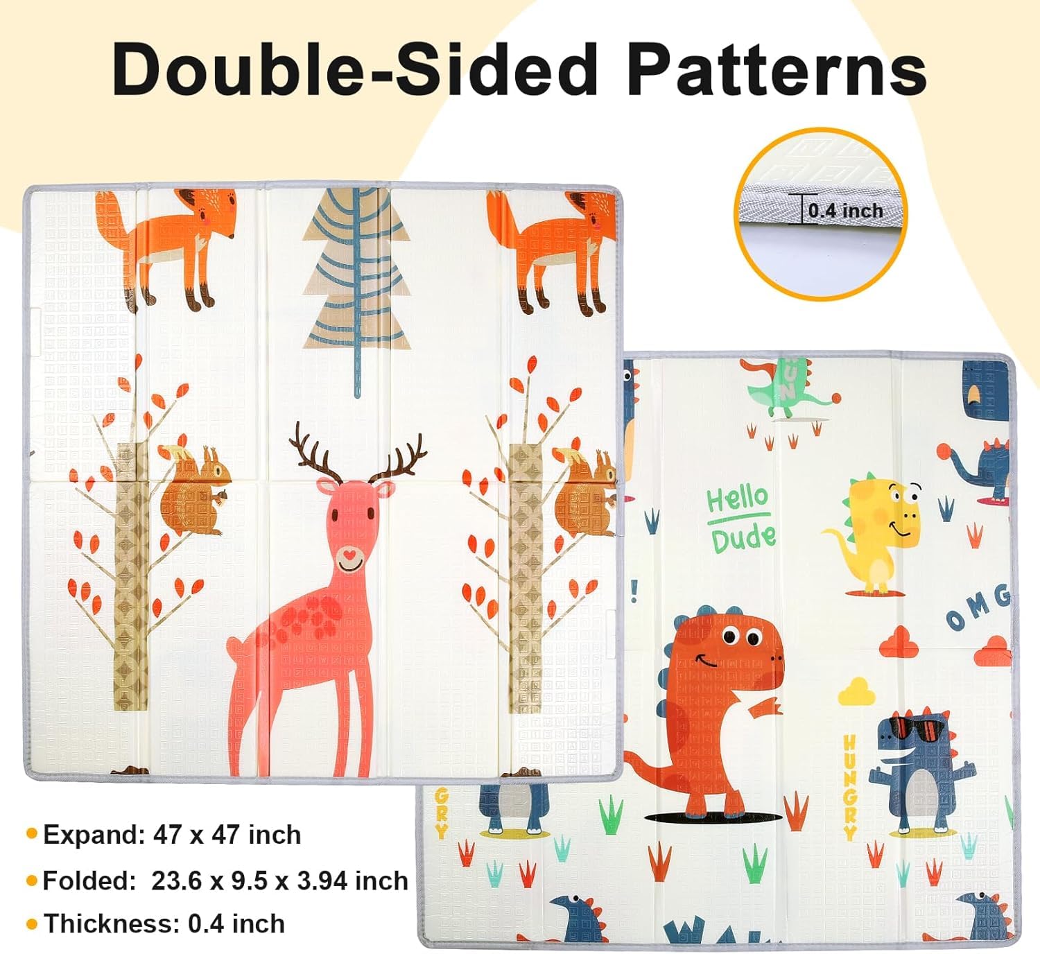 Gutsbox Tappeto Gioco Bambini Pieghevole 120x120x1cm Tappeto Gioco Neonato Pieghevole XPE Tappetino Bambini Pieghevole e Reversibile, Non Tossico, Antiscivolo