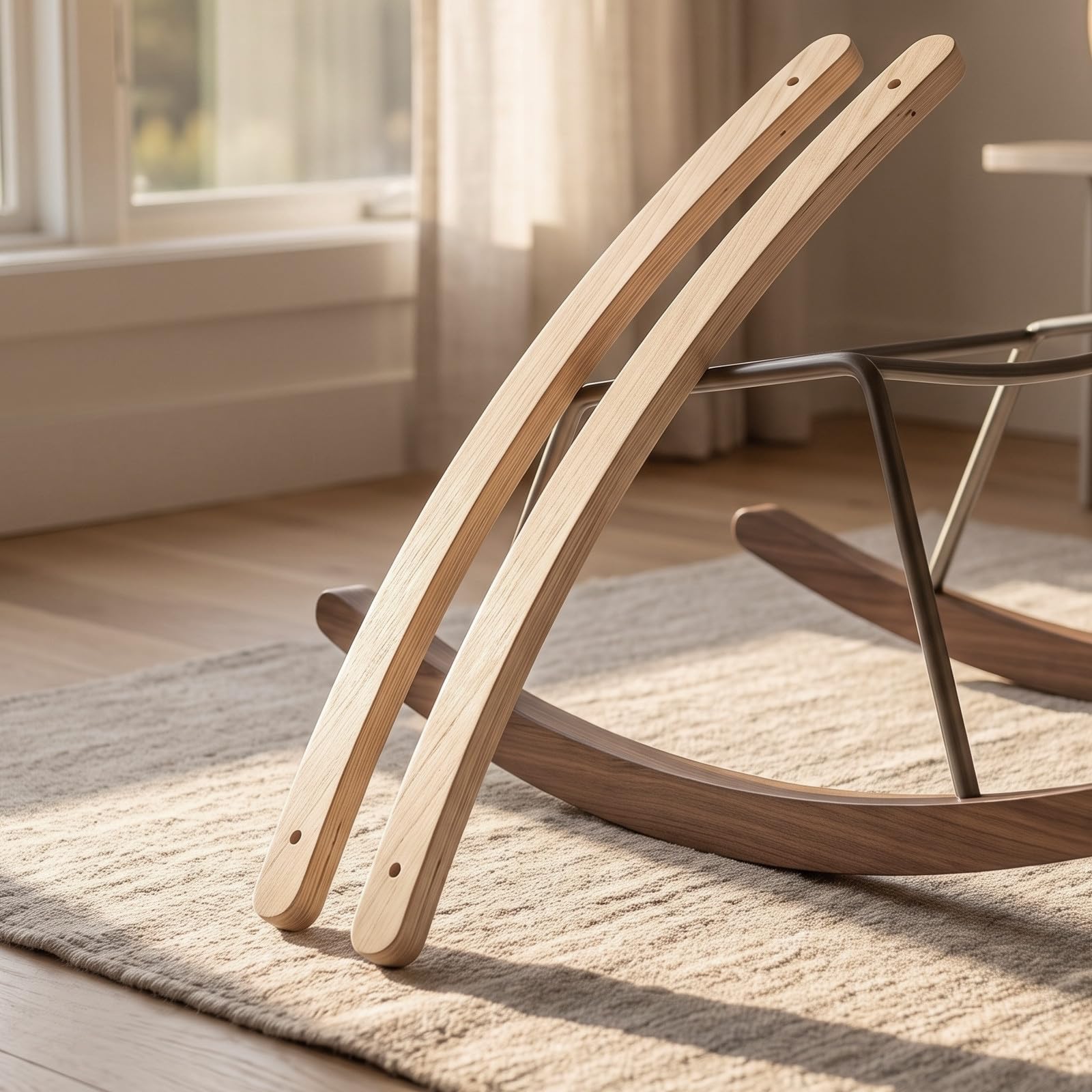 TOYANDONA 2 Stück Gebogene Schaukelstuhl Holzbeine mit Vorbohrung, 81cm