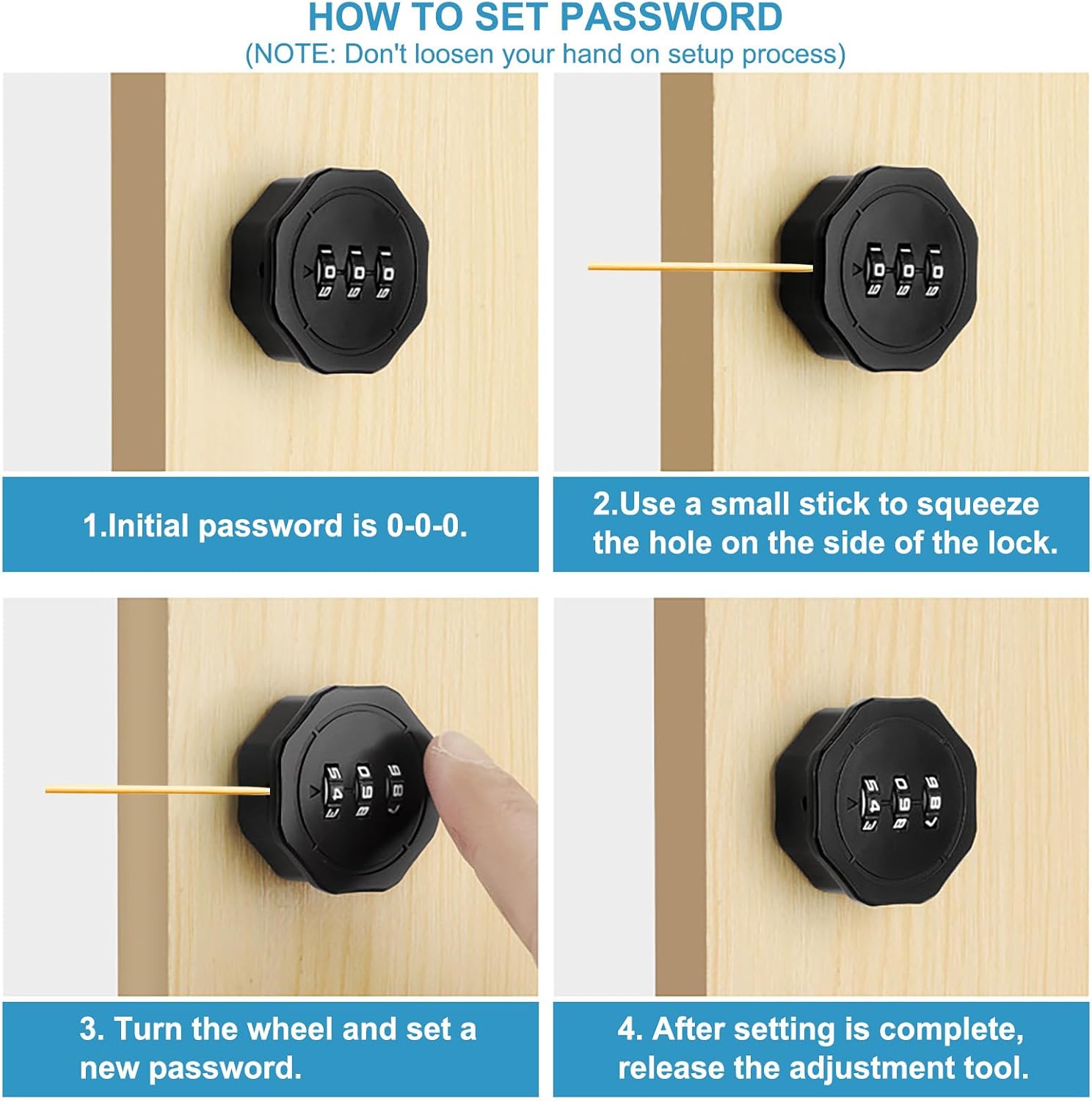 Step-by-step guide on how to set the password for PATIKIL Combination Cam Lock