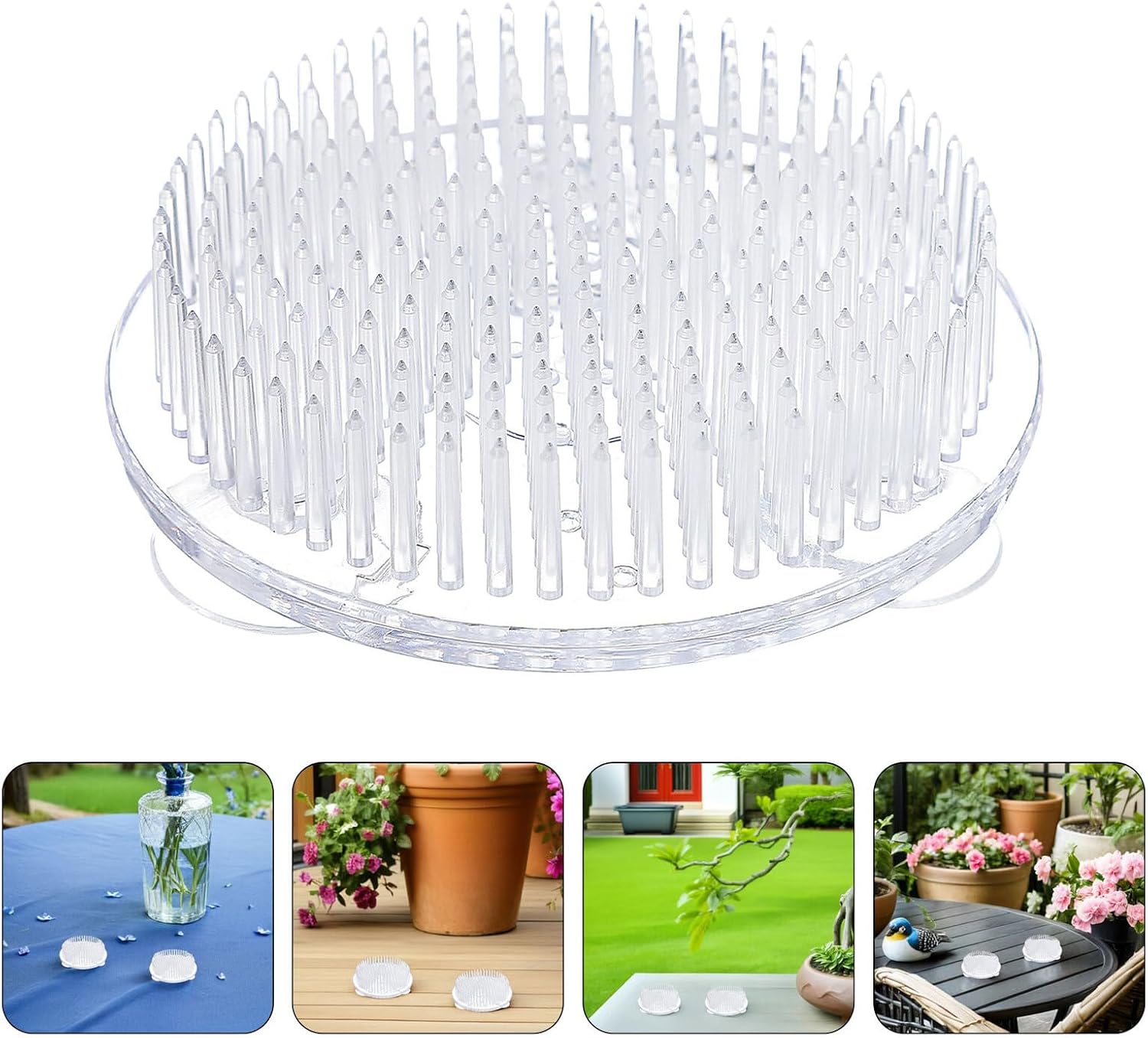 SEWACC 10pcs Round Plastic Flower Frogs with 3 Suction Bases for Floral Arranging and Wedding Decoration, Pin Frog Holders for Vase Flower Arrangements and Party Centerpieces