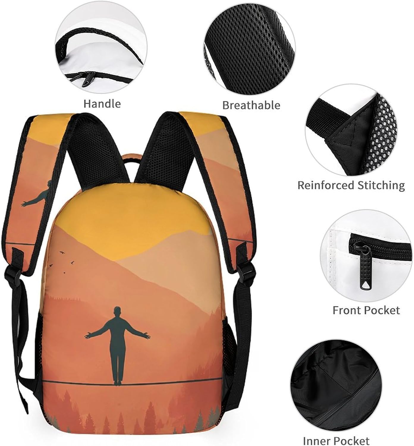 Slackline Sports Funny Backpack Set Lunch Bag Makeup Bag 3 in 1 image 3