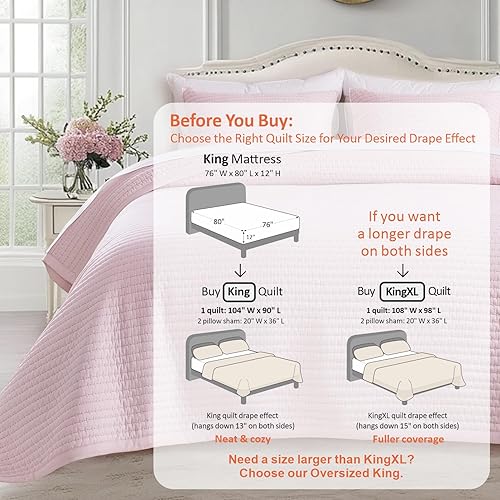 Vista 90 de KASENTEX - Juego de edredón lavable a máquina, cubrecama muy suave, ligero, lavado a la piedra, con costuras detalladas, matrimonial/queen con 2