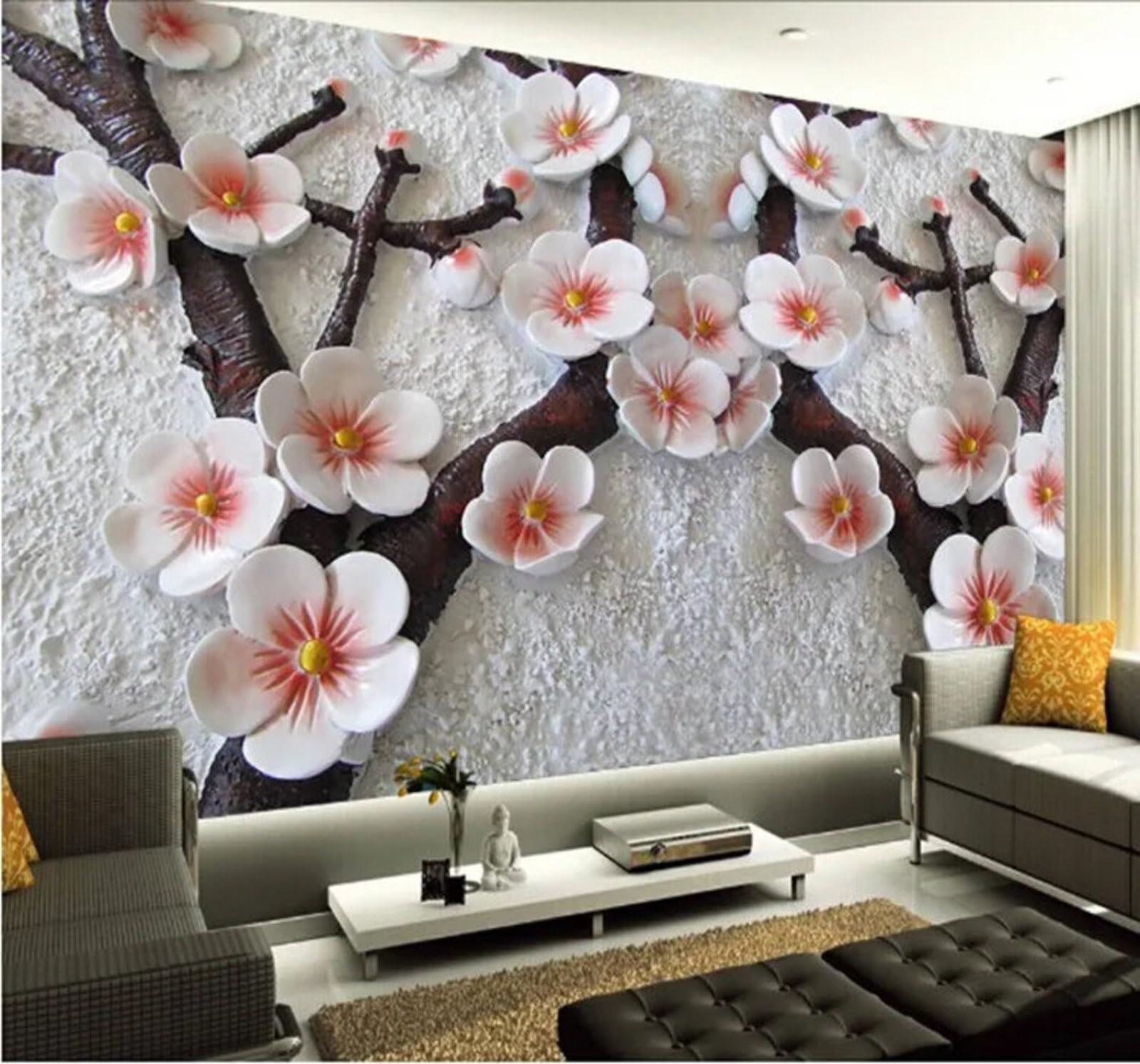 Wallpaper-3D-Xlm 200Cm×140Cm(B×H) Relief Three Dimensional Floral Art Beautiful 3D Wallpaper Easy Install Feature Office Living Room Sofa Bedroom Tv Background Wall Decoration-200Cm×140Cm
