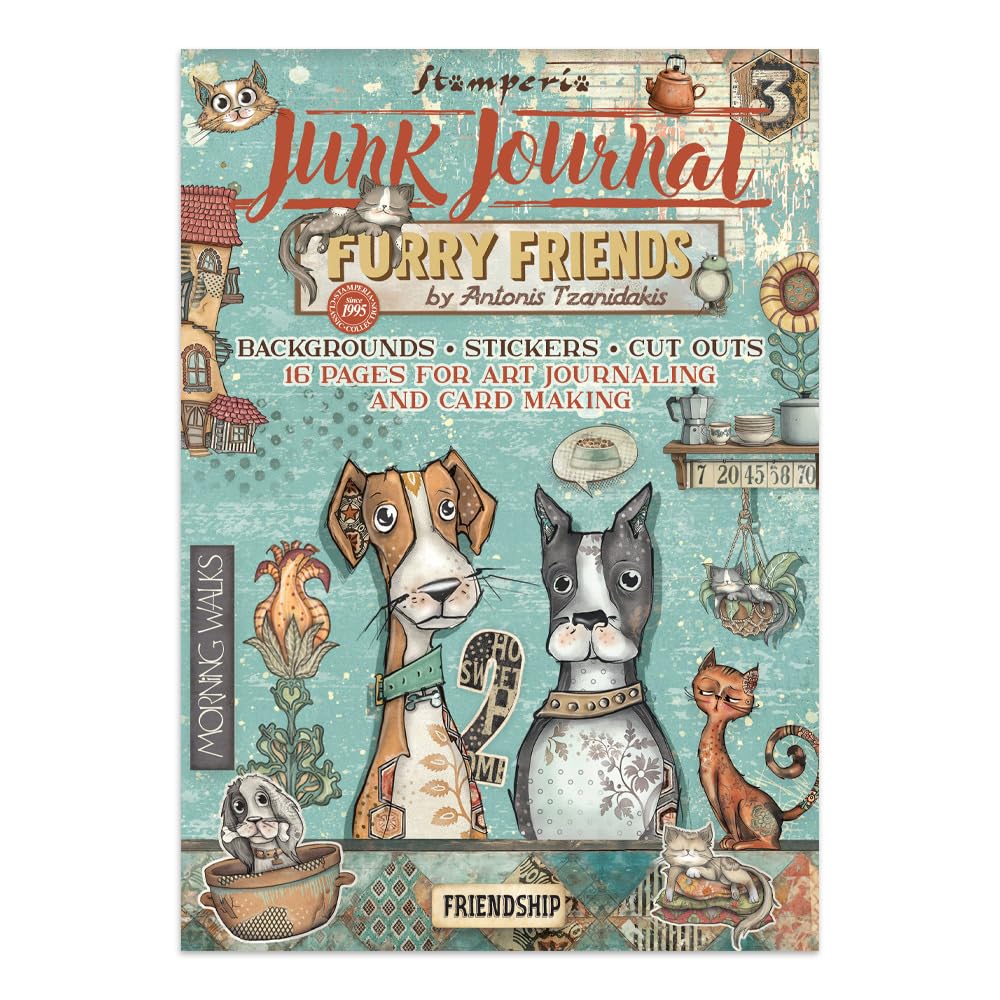 Stamperia - Junk Journal Stickers, Cut-Outs, and Backgrounds for Scrapbooks, Albums, Card Making, Bullet Journalling and More, Perfect for Hobbies, Crafts, and Gifting (Furry Friends)