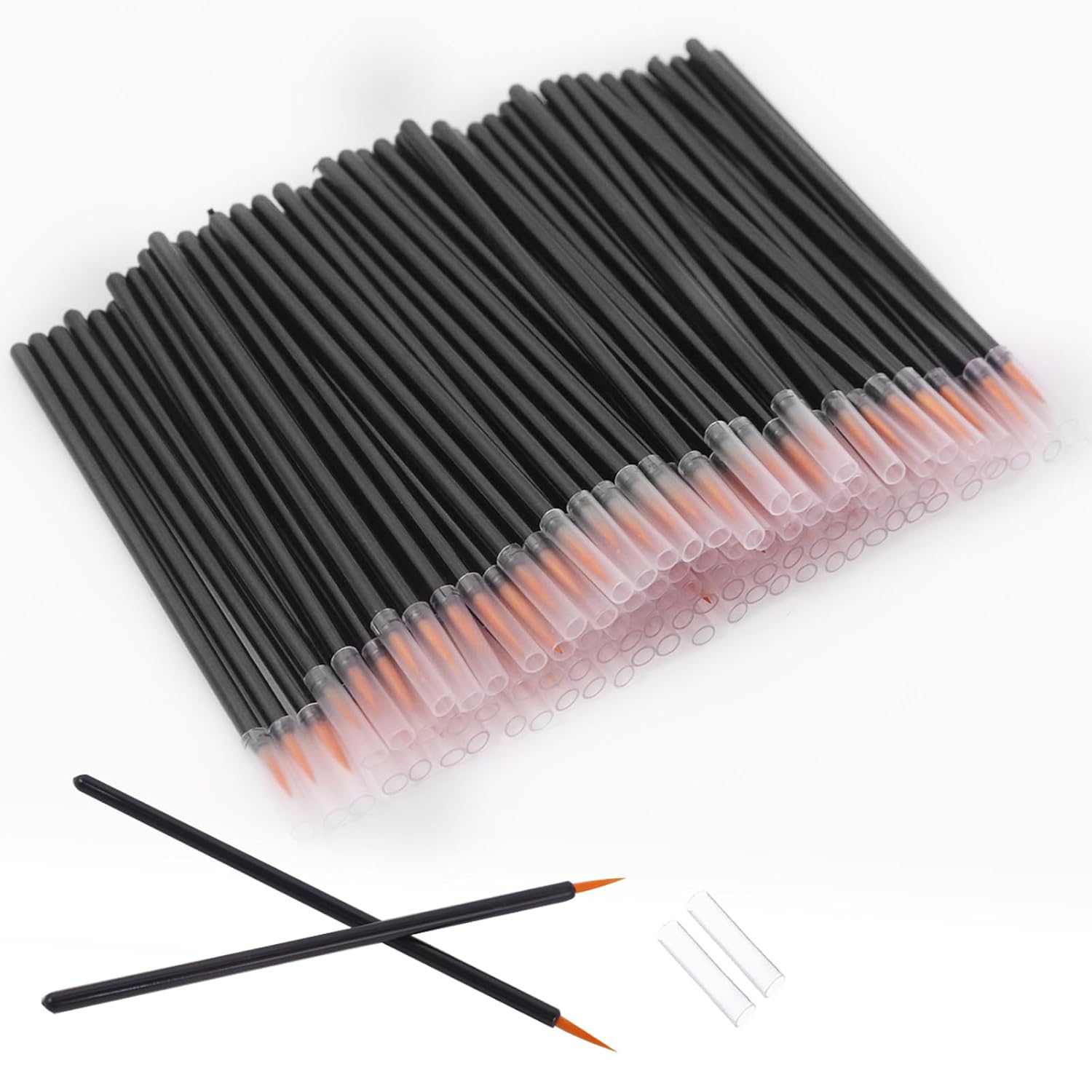 JOCEMY 100 Pack Disposable Eyeliner Brushes - Ultra-Fine Tip Applicators for Precise Eye Makeup, Lash Oil & Lip Liner (Black)