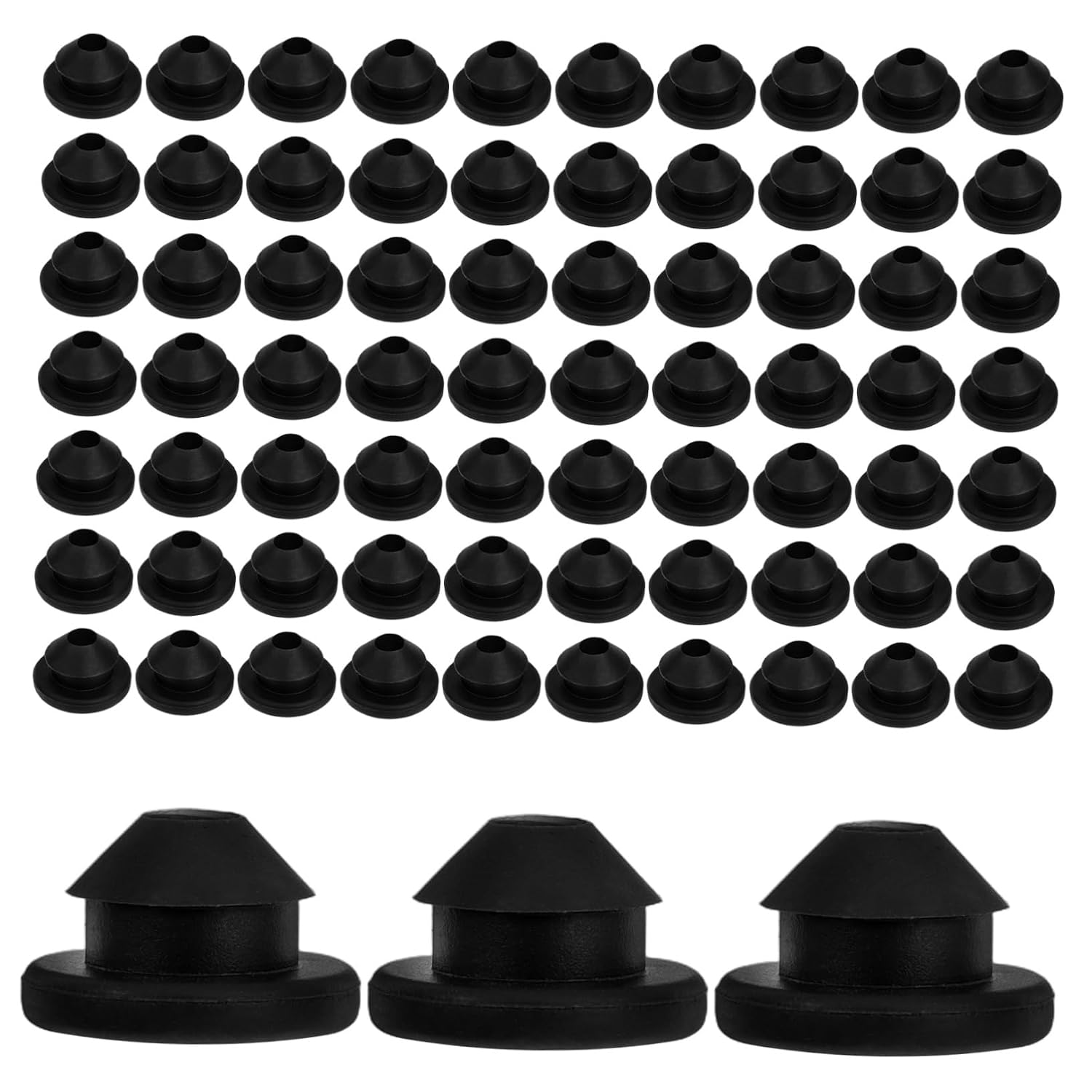 100pcs Black Rubber Cable Grommets for Metal Posts, 5.2mm Hole