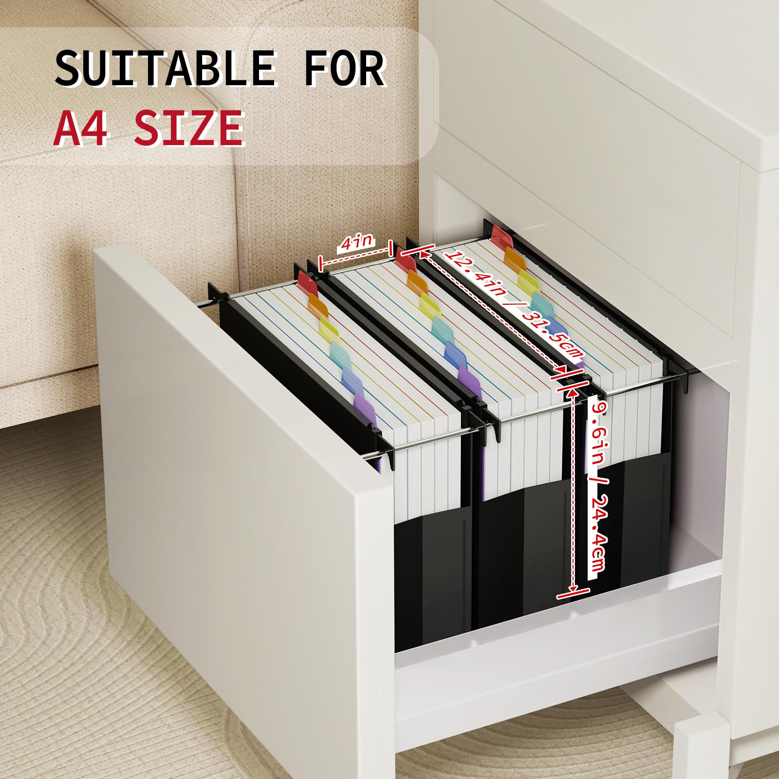 Uquelic Lot de 6 Dossiers Suspendus A4 avec Onglets et Couleur Intercalaires, Extensible 10 cm, Dossier Suspendu Grande Capacité en Plastique pour Meuble Dossier Suspendu, Bureau, Maison
