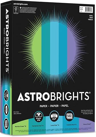 Astrobrights Renkli Kağıt - "Cool" Çeşitlilik, 24 lb Bond Ağırlığı, 8,5 x 11, Çeşitli Soğuk Renkler, 500/Ream
