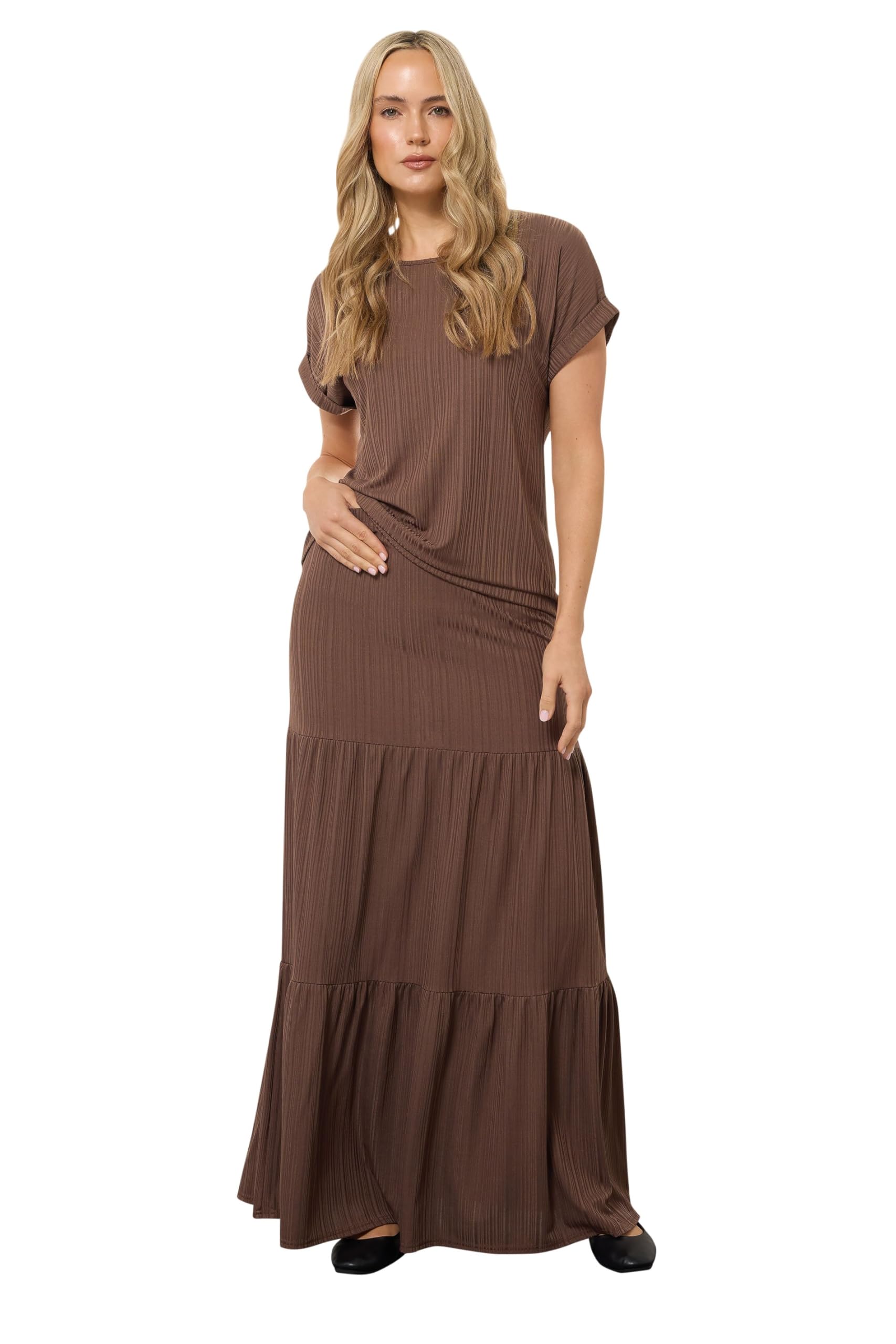 Long Tall Sally Women's Tall Textured Grown-On Sleeve Top in Brown | Size: 20