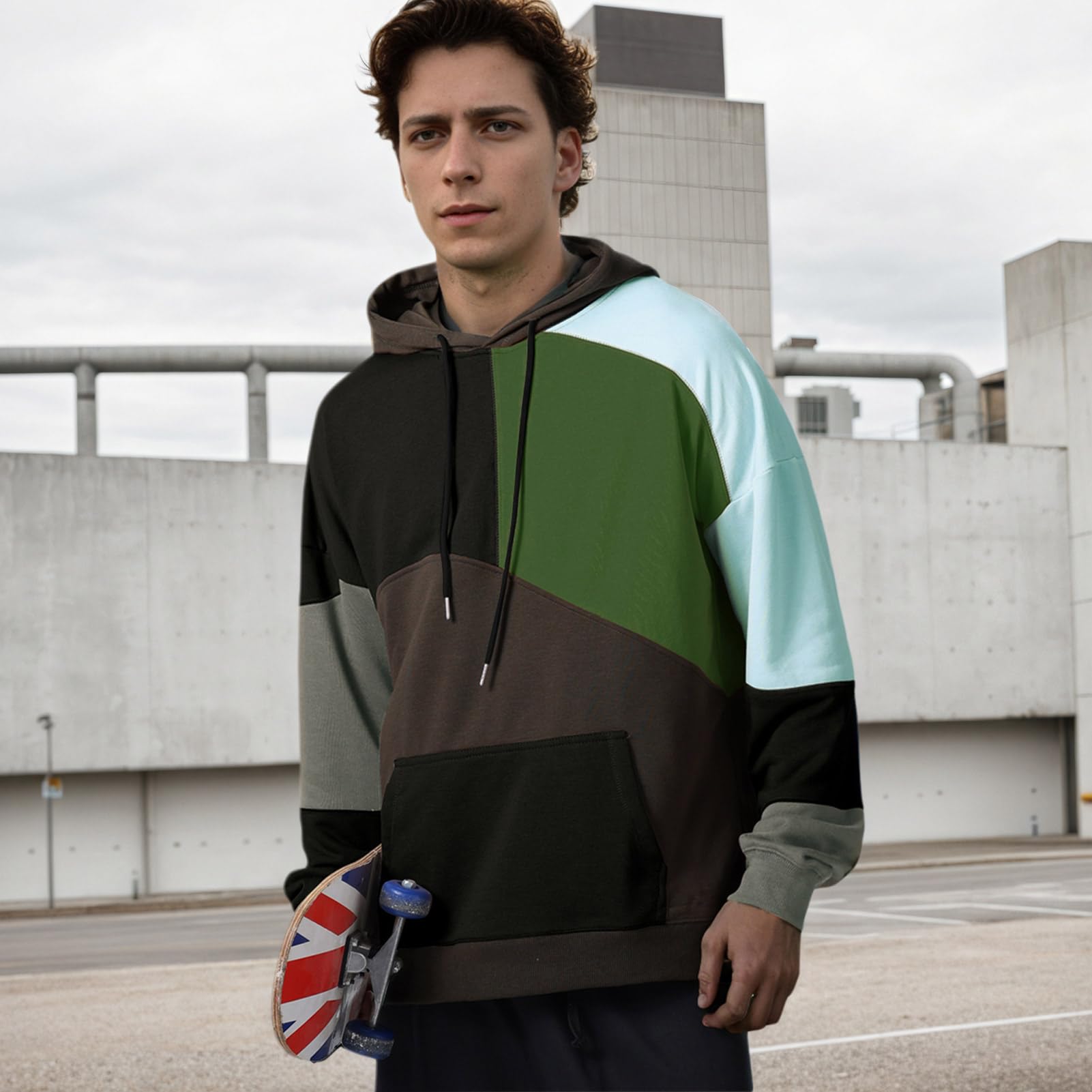 Hombre Sudadera con Capucha Techwear Colores Manga Larga Hoodie | Hip Hop Ligea Deportiva Casual Jersey Primavera Otoño Invierno Viajes y Acampadas