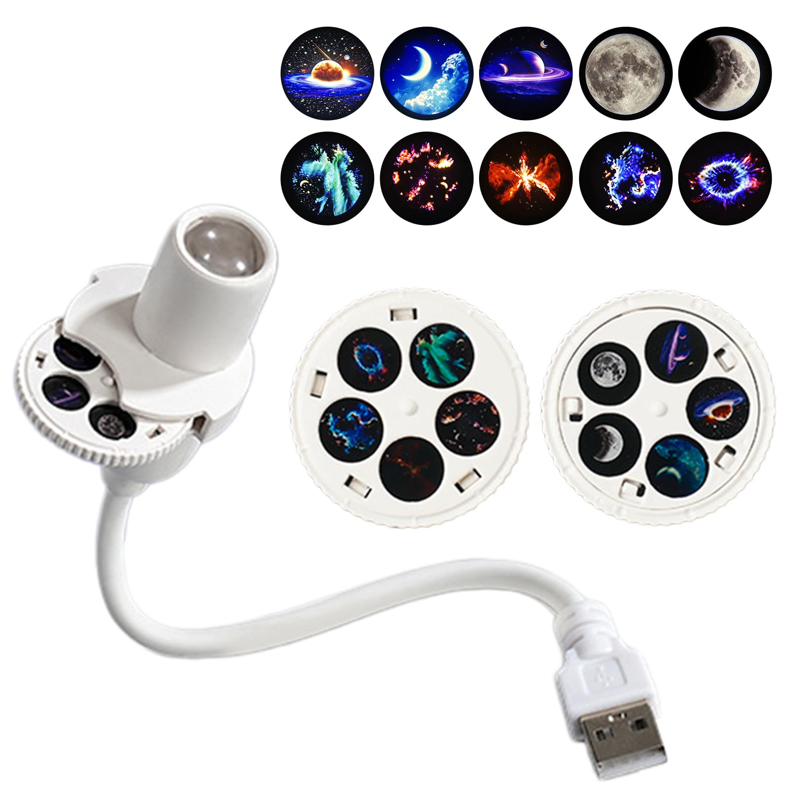 Moon Ocean Projector Starry Night Light USB Bedroom Lamp 360 Degree