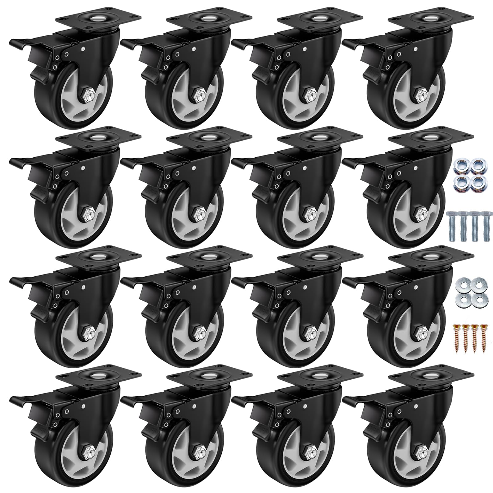 Heavy Duty Caster Wheels with Brake - 2 Inch -18