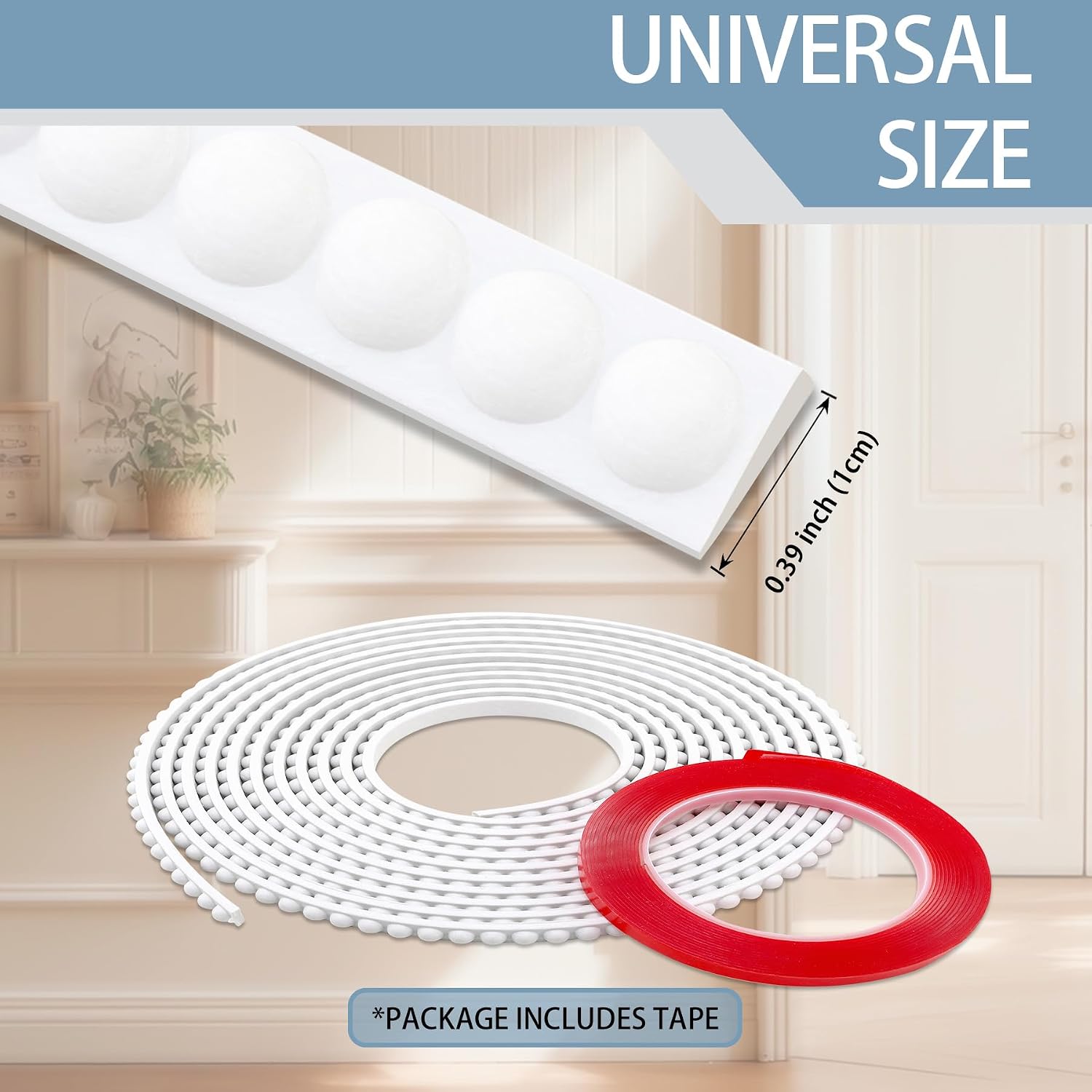 197" x 0.39" Peel & Stick Beaded Decorative Molding Trim, Flexible 3D Half-Round Dot Edge Strip for Home Decoration, Bathroom Mirror Frame, Cabinet, Backsplash Tile (Unfinished White)