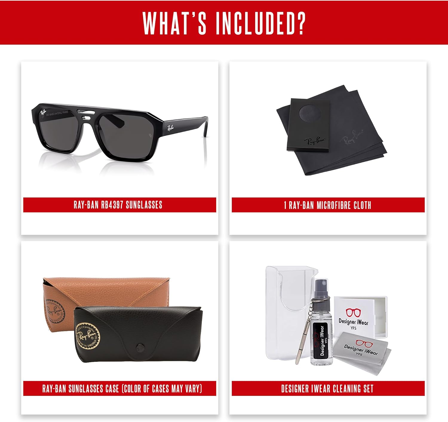 Ray-Ban Corrigan RB4397 Square Sunglasses for Men for Women +BUNDLE with ACCESSORY EYEWEAR KIT - Image 5