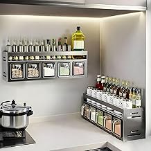 Hukimoyo Multipurpose Wall Mounted storage organizer for kitchen utensils with hooks, Wall Hanging Storage Rack for Ladles Spoons,Spices,Cup Holder and Hand Towel - 5 Grid (Black, 35x12x11 cm)