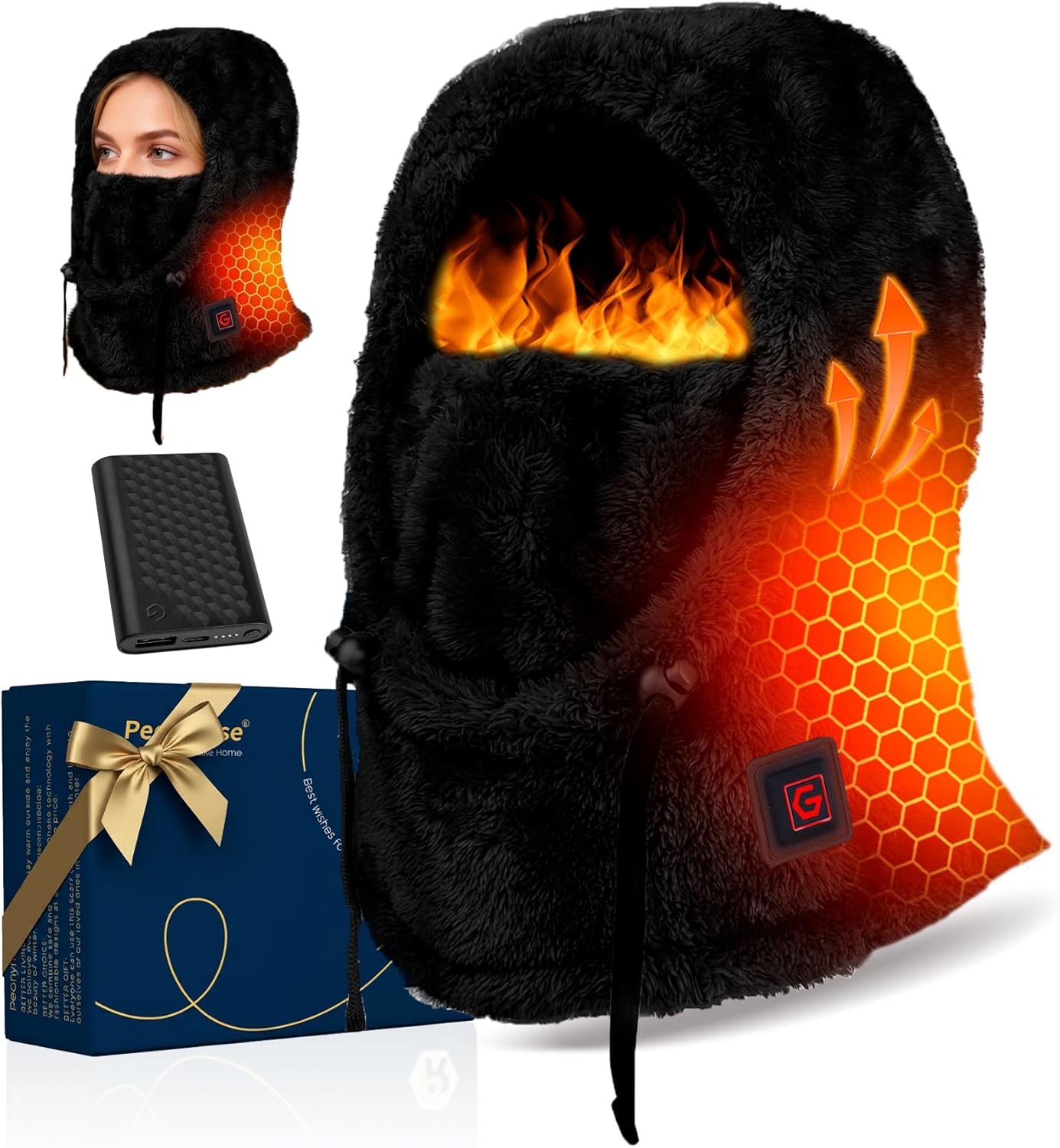 Heated Balaclava Cold Winter Gifts for Women Rechargeable 6000 mAh Battery Packs Warm Gift