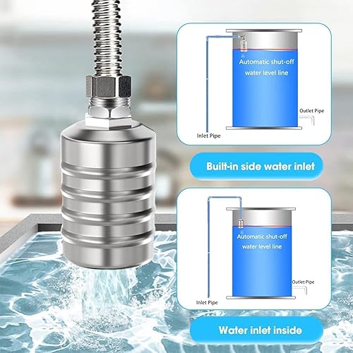 Miniatura 8 de Paquete de 2 válvulas de flotador, válvula de flotador automática de 12 pulgadas, 34 pulgadas, 1 pulgada, válvula de flotador de acero inoxidable