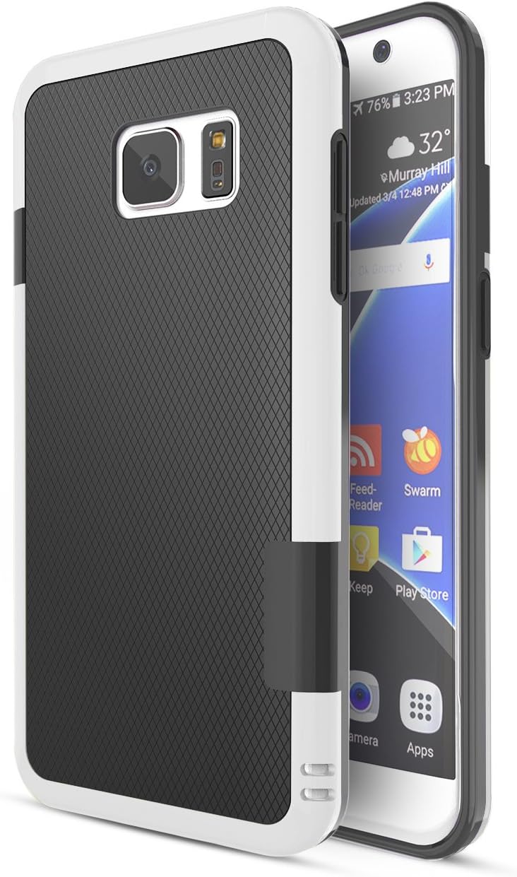 TILL Galaxy S7 Case, TILL(TM) Ultra Slim 3 Color Hybrid Dual Layer Shockproof Case Extra Front Raised Lip Soft TPU & Hard PC Bumper Protective Case Cover for Samsung Galaxy S7 G930 GS7 [Black]