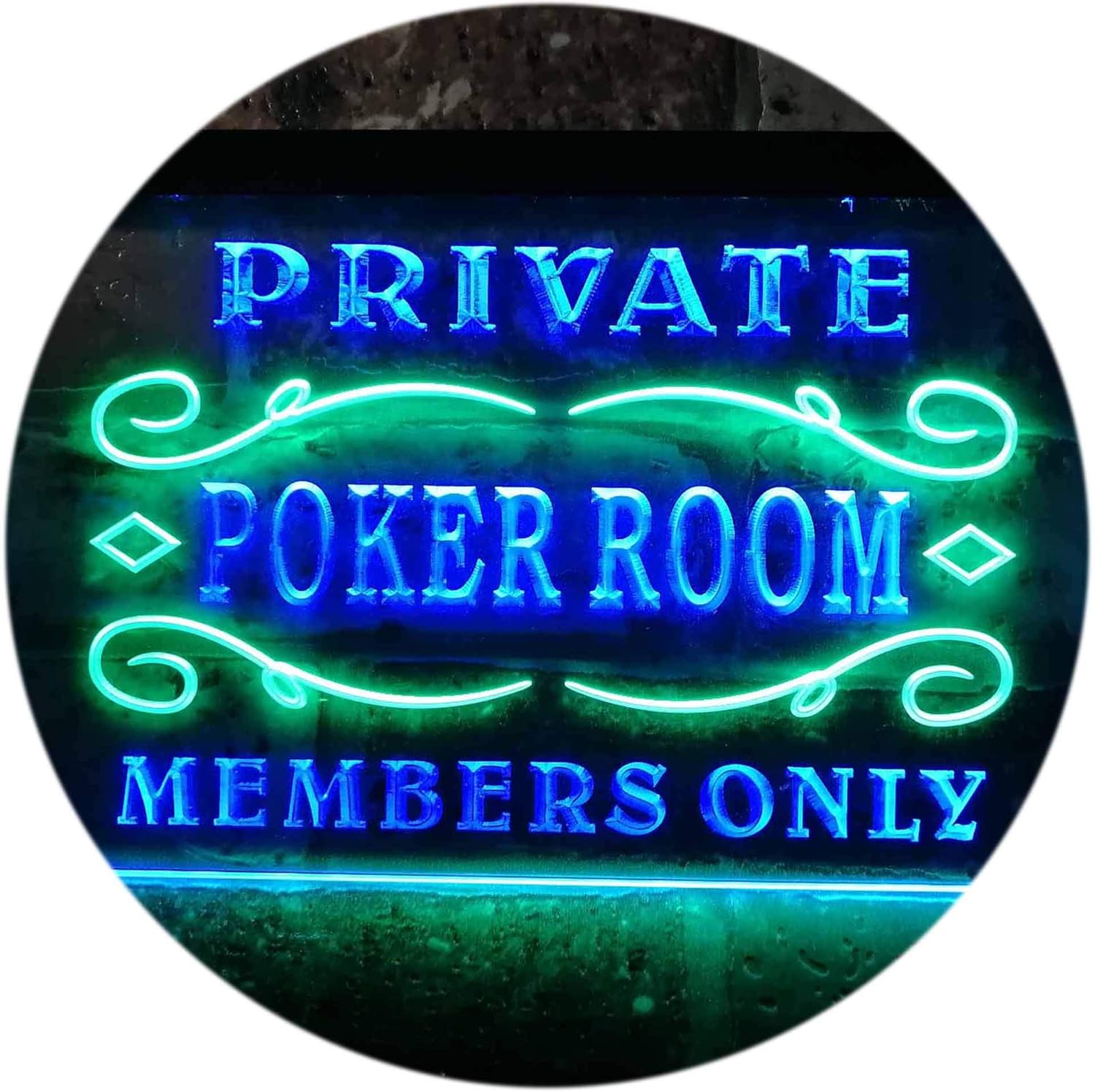 ADVPRO Private Poker Room Member Only Dual Color LED Neon Sign Green & Blue 16" x 12" st6s43-s0144-gb