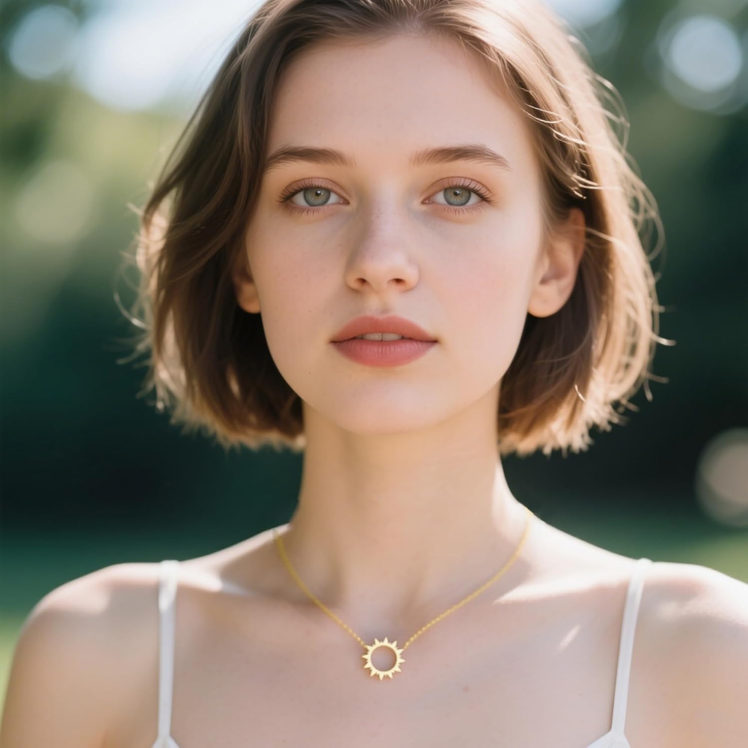 Reffeer Solid 925 Sterling Silver Sun Pendant Necklace for Women Teen Girls Sun Choker Necklace - Image 2