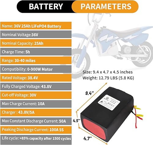 Miniatura 3 de Batería de litio de 48V52V 25Ah LiFePO4 incorporada 50A BMS para motor 0-1200W