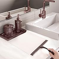 Vista 5 de Hiware Escobilla de ducha multiusos para puertas de ducha, baño, ventana y cristal de coche, bronce, acero inoxidable, 12 pulgadas