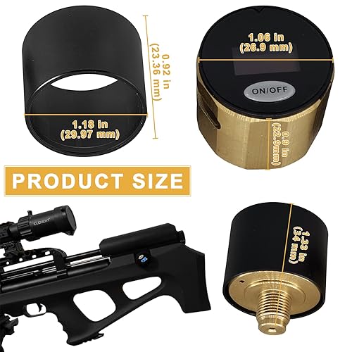 Miniatura 4 de Medidor de paintball de rosca 18BSP de 1.102 in, 3 unidades (barPsiMpa) pistola de aire PCP HPA, medidor de presión digital de paintball con