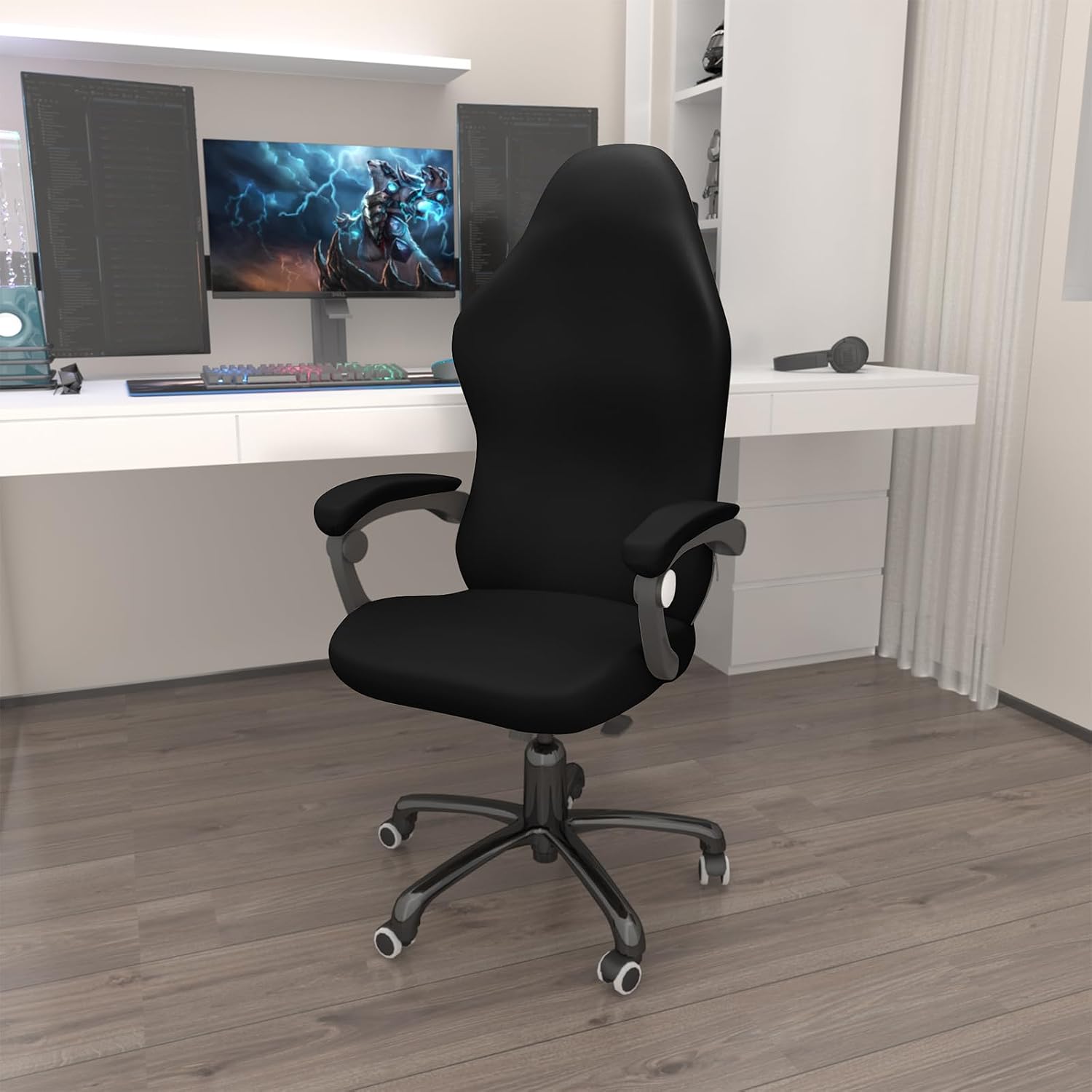 Gaming Chair Cover Game Chair Cover for Reclining Rotating Chair, Black image 2