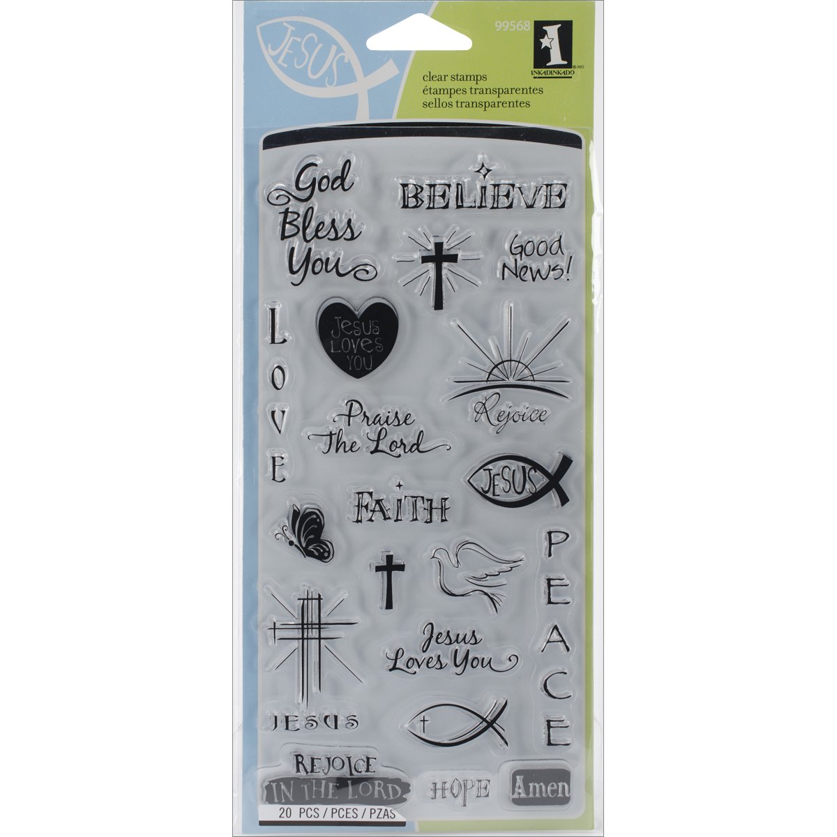 Inkadinkado Spiritual and Religious Clear Stamp Set, 20pc