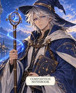 Composition Notebook: Anime Wizard and Celestial Library Artwork for Gamers, Teens and Adults