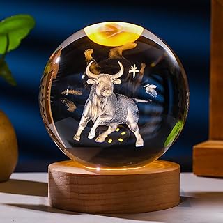 十二支 置物 龍クリスタル 風水 立体 昇運 開運 金運祈願 財運 水晶玉 祈願 玄関 運気アップ ドラゴン縁起物 干支 彫刻 風水グッズ 厄除け お守り 辰年 卓上 装飾 プレゼント 贈り物 (牛) [並行輸入品]