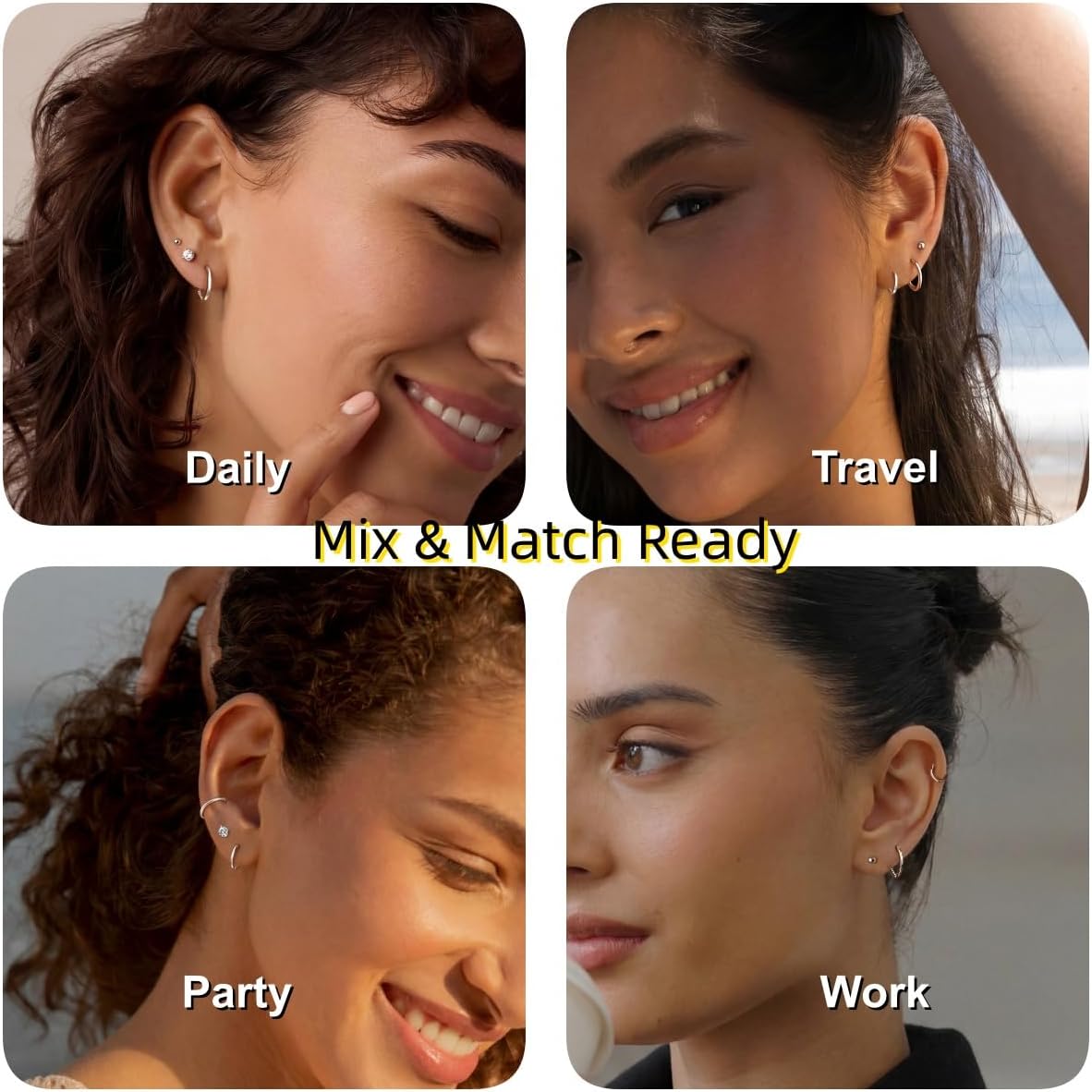 925 Sterling Silver Hoop Earrings - Small Huggie Earrings for Women, Hypoallergenic Trendy Cartilage Silver Earrings, Lightweight Jewelry - Image 3