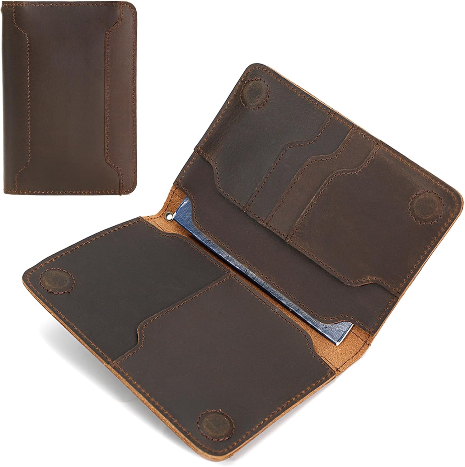 RFID Passport Holder, Full Grain Leather Travel Wallet, Magnetic Closure