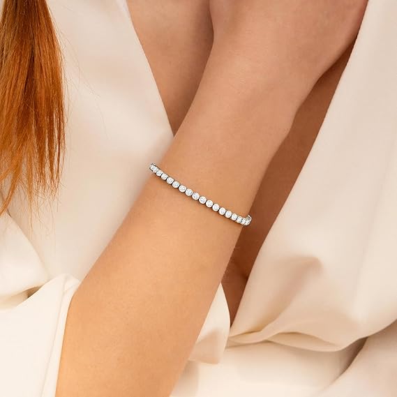 Dochais 4 stuks tennisarmband voor dames, goud-zilver, diamantarmband voor dames, armband met zirkonia, glitterarmband voor dames, strass, voor vrouwen, meisjes, echtgenote, moeder, sieraden, cadeau