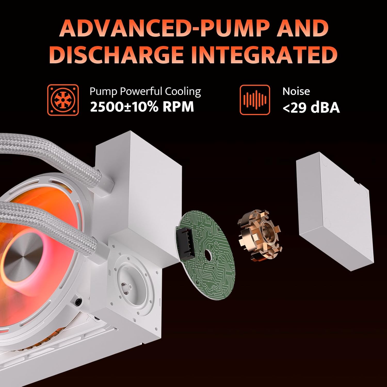 darkFlash DE360 All-in-one Liquid CPU Cooler, 2.88” LCD Screen with 480 * 480 Resolution, ARGB Sync, PWM Fans 360mm Radiator, CPU PC Aio Cooler Compatible with Intel 1851/1700, AMD AM4/AM5 (White)