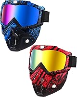 Vista 9 de Frienda 2 piezas gafas de motocicleta casco gafas de montar gafas con cubierta facial