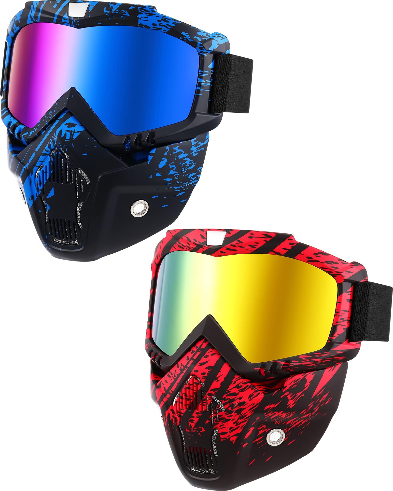Frienda 2 Pieces Motorcycle Goggles Helmet Riding Goggles Glasses With Face Cover