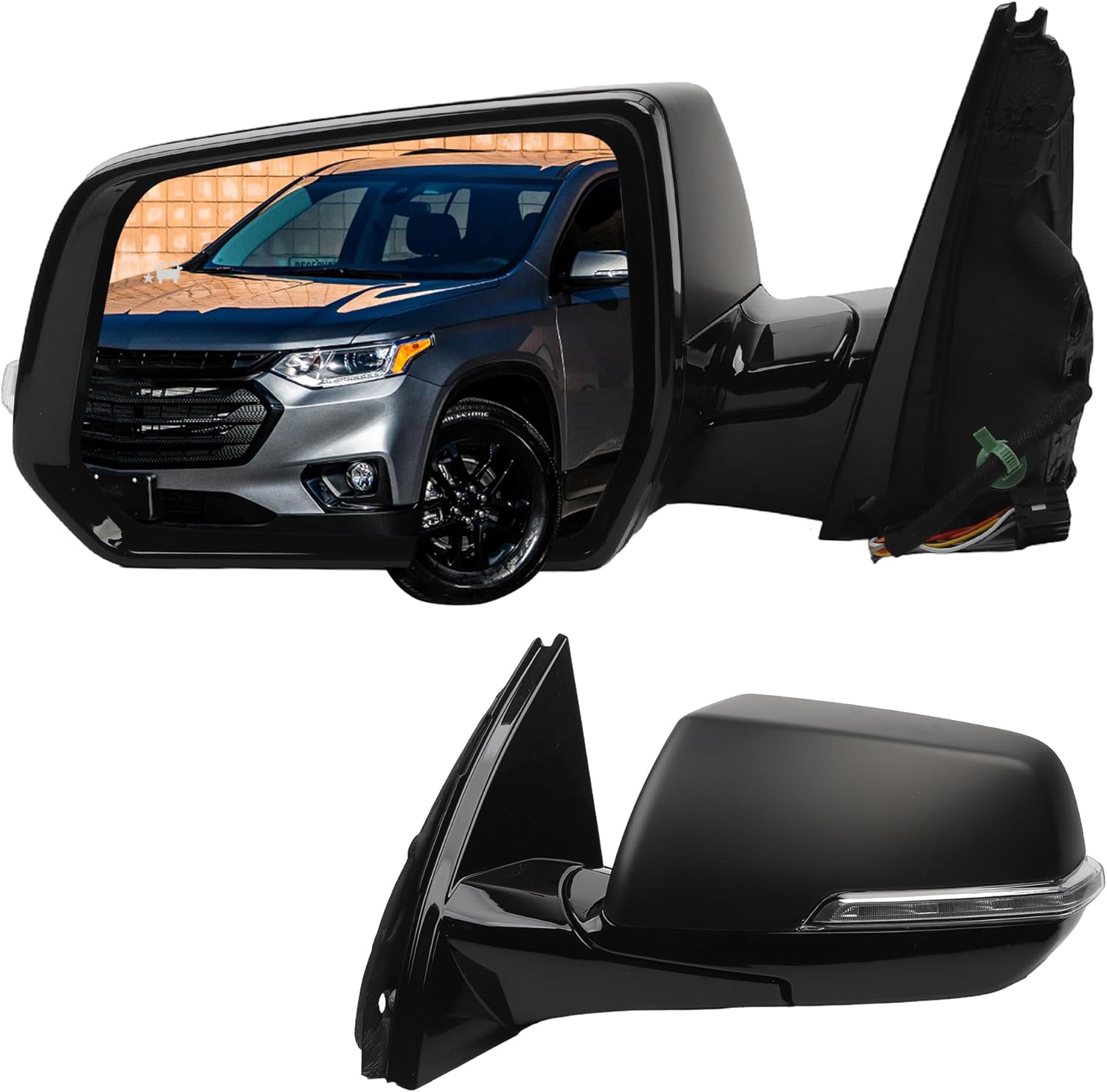 Dasbecan Side Rear View Mirror Compatible with 2020-2021 Chevy/Chevrolet Traverse Power Heated Turn Signal With Panoramic Camera Mirror Replace Driver Left Side #85535692 (8pin)