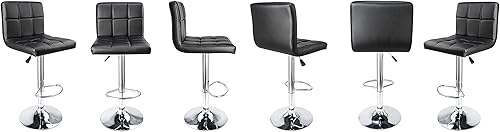 Miniatura 54 de Taburetes de bar de leopardo, moderno taburete giratorio ajustable de piel sintética con respaldo, juego de 2 (gris) Gris,Negro -,Caqui,Blanco,gris