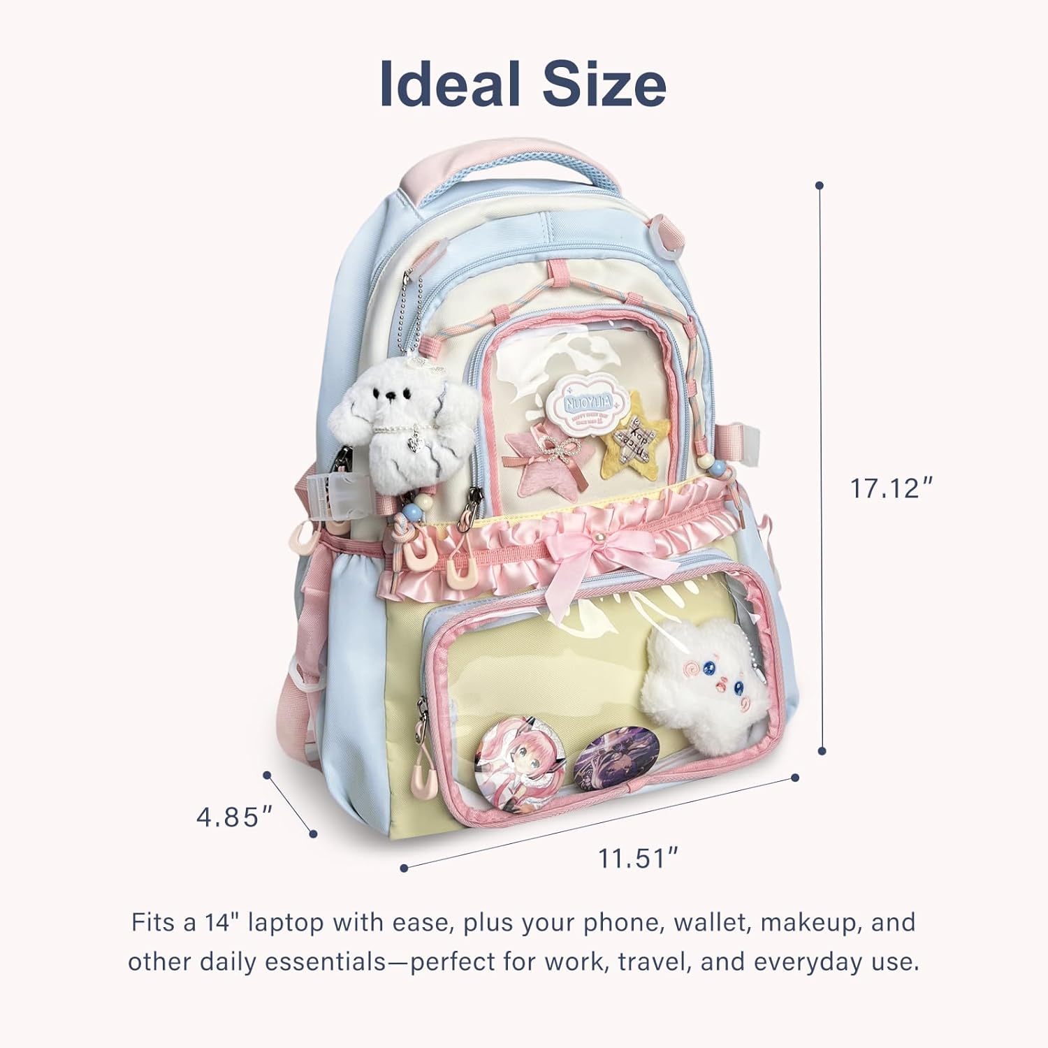 Wuflyover ITA Backpack – Customizable Clear Display, Y2K Style, Includes 6 Accessories, Perfect for Events & Gifts