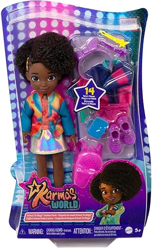 Miniatura 6 de Karmas World School to Stage Fashion Pack de 14 piezas con muñeca 87 pulgadas ropa y accesorios para jugar con estilo