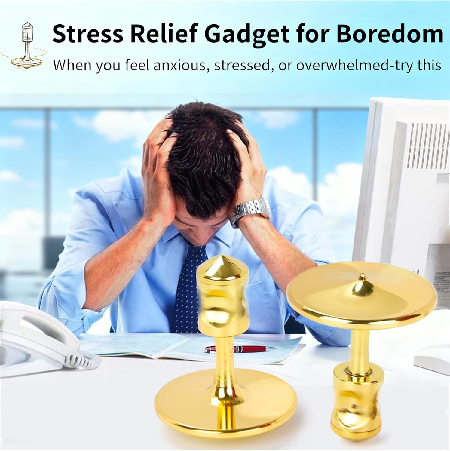 Gyroscope, Long-Lasting Spin,Anti-Gravity Spinner Toys,Physics Toys,Precision Gyroscope,Metal Anti-Gravity Spinning Top Balance Toy,Educational Gift, Premium Fidget Toy. (Champagne Gold, Medium Size)