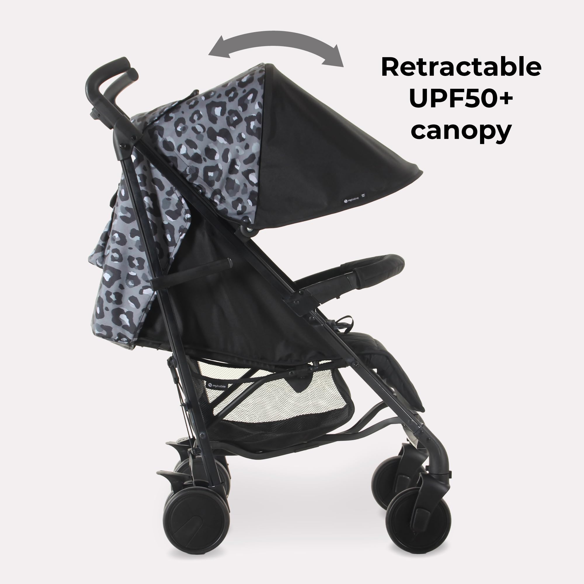 My Babiie MB51 Stroller – from Birth to 4 Years (22kg), Lightweight, Umbrella Fold, Travel Buggy for Toddlers, Pushchair Includes Footmuff, Cup Holder, Rain Cover - Black Leopard — view 5