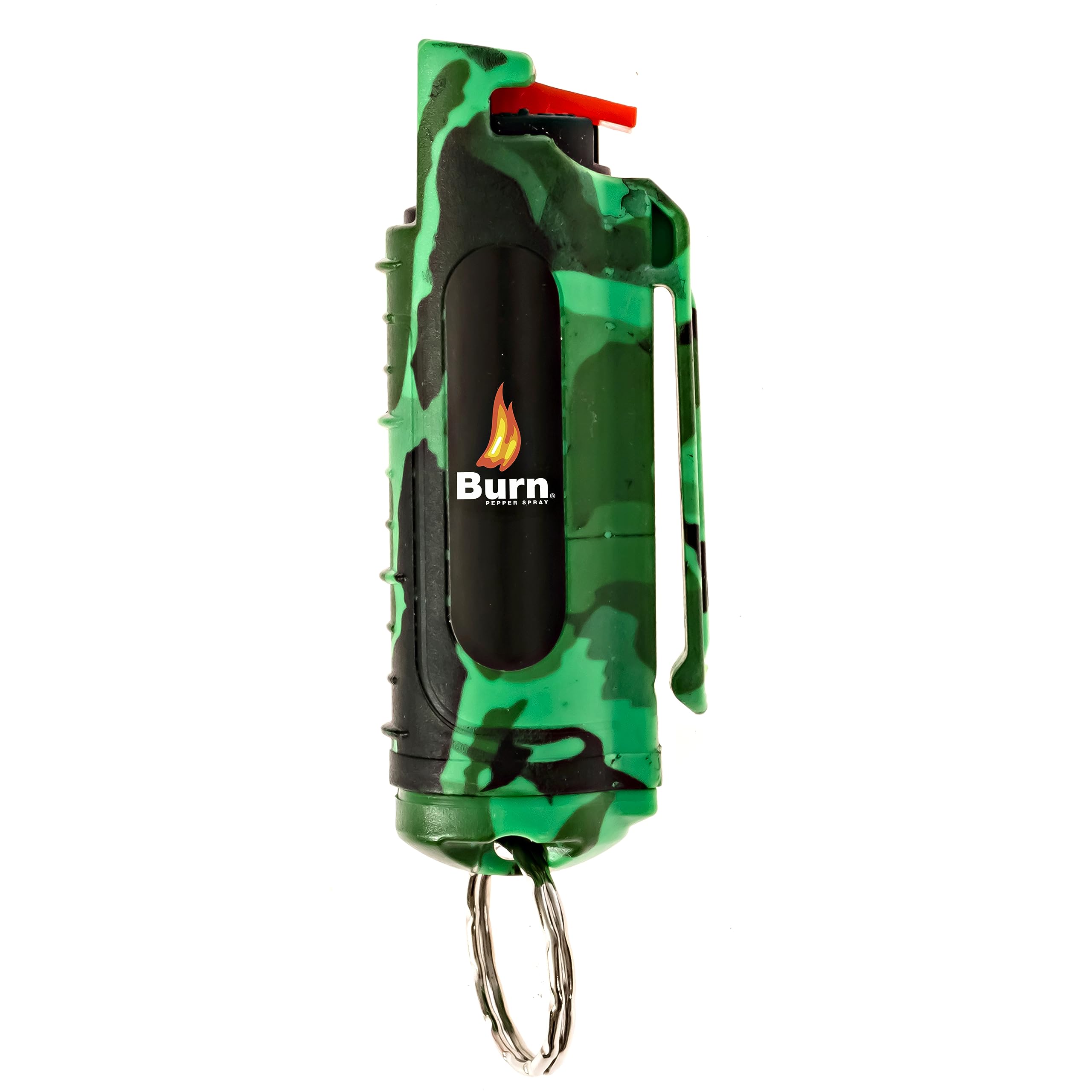 Burn Pepper Spray for Self Defense - 1/2oz Compact Pepper Spray for Women with Keychain, Maximum Strength, Police Grade with UV Dye, Ideal for Personal Safety, Joggers & Home Defense - Camo 4 Pack