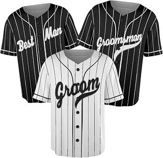 Groom and Groomsmen Baseball Jersey for Wedding or Bachelor Party, Groom and Groomsman Shirts Matching Pinstripe Baseball Jersey Shirts, Black or White