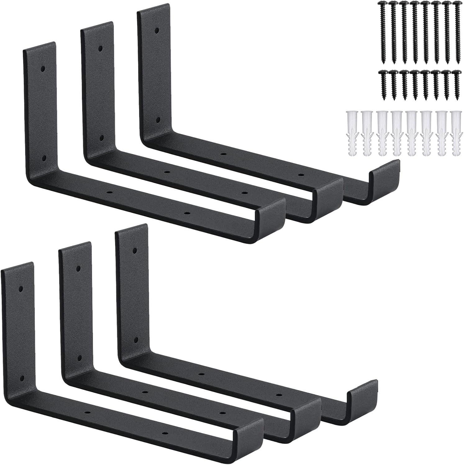 6Pack Heavy Duty JShaped Shelf Brackets with Lip, 9 Inch