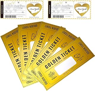 SSKHE 5 Pcs Golden Ticket Scratch 2 Pcs Travel Ticket Scratch-off Card Birthday Gift Cards Surprise as Cinema Voucher, Vou...