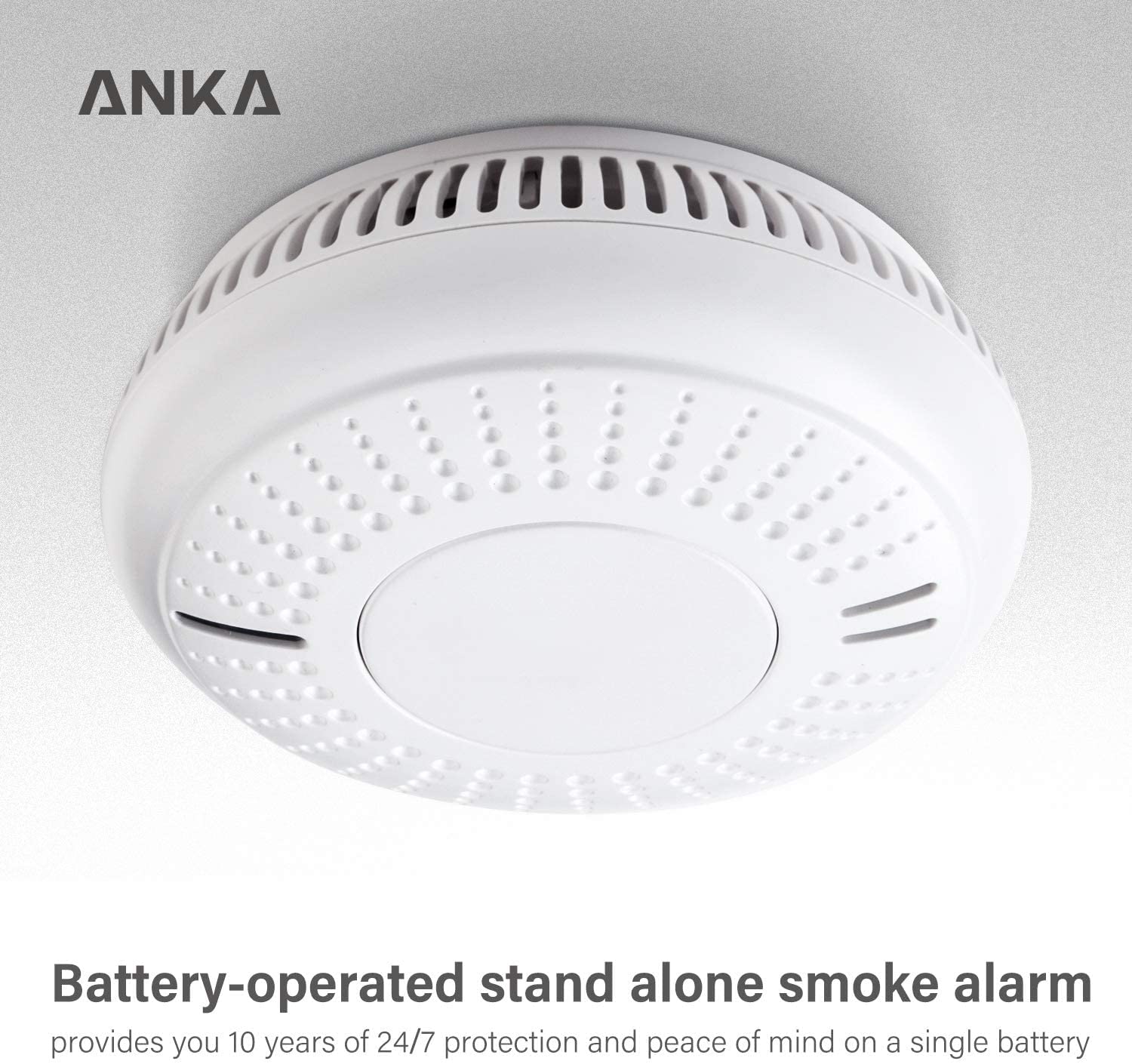 ANKA AJ-763 Rilevatore di fumo, Batteria da 10 anni, allarme antincendio con sensore fotoelettrico, allarme antincendio testato TÜV e EN14604 (AJ-763)