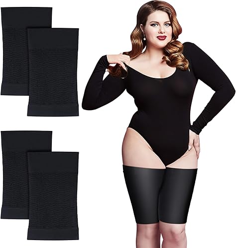 Geyoga 2 Pairs Thigh Wraps for Plus Size Women, Calf Compression Sleeve Upper Slimming Wraps for Flabby Thigh